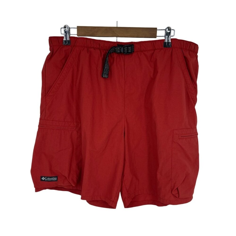Columbia Mens Red Packable Cargo Shorts With Adjustable Waistband Size M